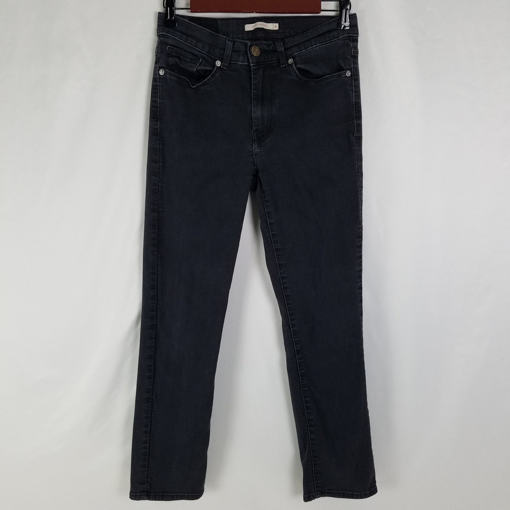 Levi's Classic Straight Black Jeans Womens Size 6 Charcoal Wash Denim
